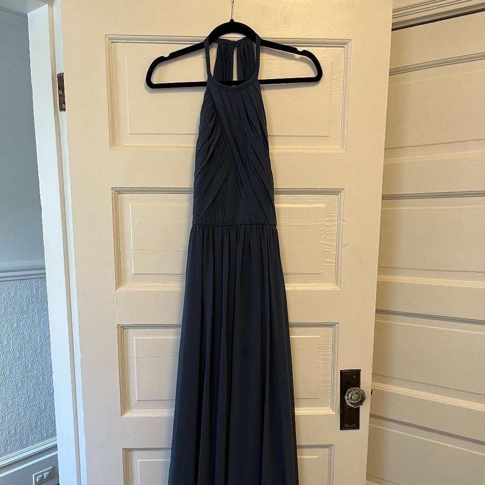 Theia Halter Bridal Dress in Denim Blue